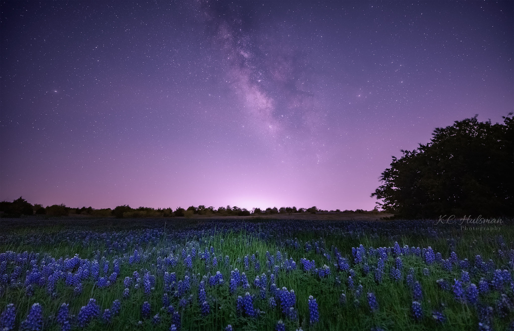 Milky Way Over Bluebonnets by KC Hulsman